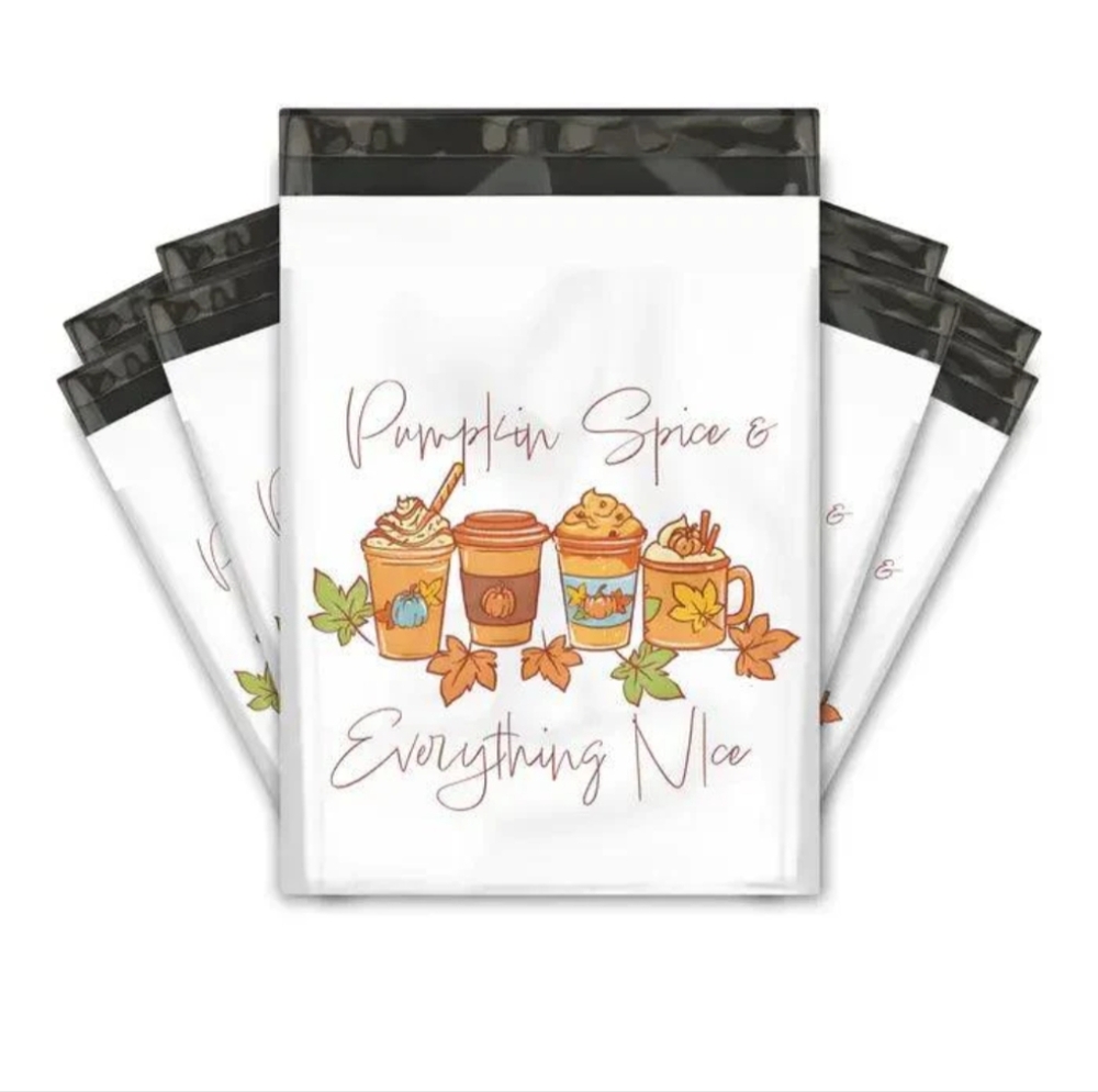 20 10X13 Pumpkin Spice Latte Poly Mailers